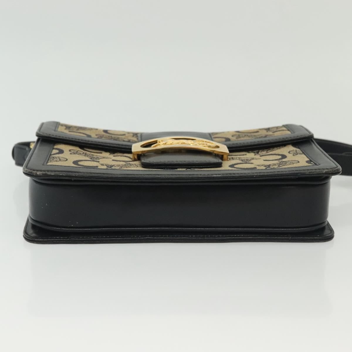 Celine Horse Carriage Shoulder bag Macadam Canvas and leather, NAVY, CANVAS, Shoulder bag