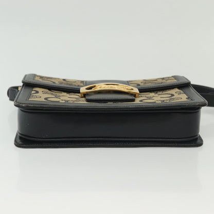 Celine Horse Carriage Shoulder bag Macadam Canvas and leather, NAVY, CANVAS, Shoulder bag