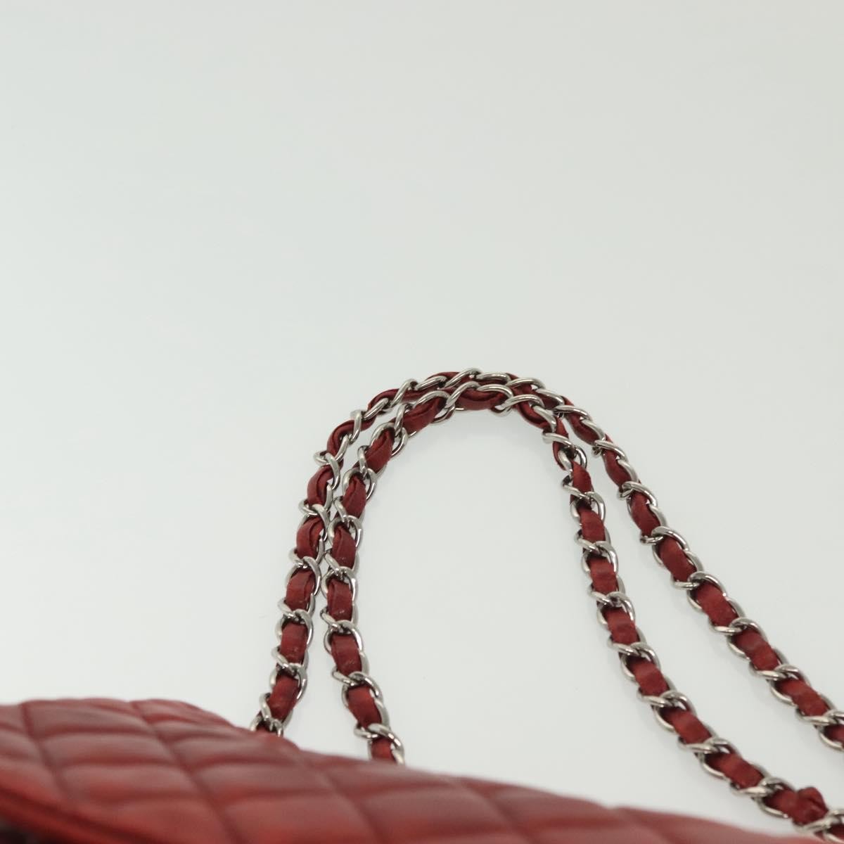 Chanel Now and Forever Flap Bag Quilted Lambskin, RED, LEATHER, Shoulder bag
