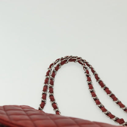 Chanel Now and Forever Flap Bag Quilted Lambskin, RED, LEATHER, Shoulder bag
