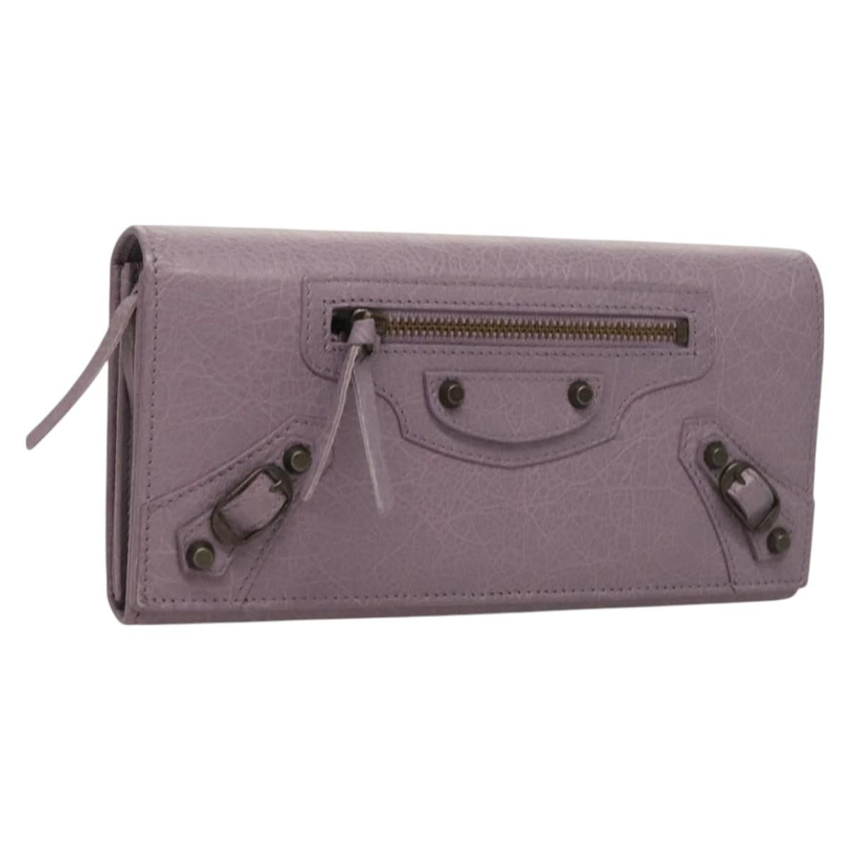 Balenciaga Classic Continental Zip Around Wallet Leather, PURPLE, LEATHER, Wallets