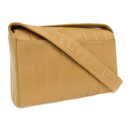 Chanel Vintage CC Flap Shoulder Bag Quilted Lambskin, BEIGE, LEATHER, Shoulder bag