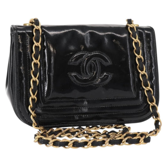 Chanel Vintage CC Stitch Flap Bag Patent, BLACK, PATENT_LEATHER, Shoulder bag