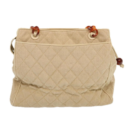 Chanel Resin Chain Handle Shoulder Bag Canvas, BEIGE, CANVAS, Shoulder bag