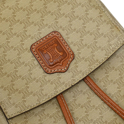 Celine Vintage Macadam Backpack Canvas and Leather, BEIGE, CANVAS, Backpack