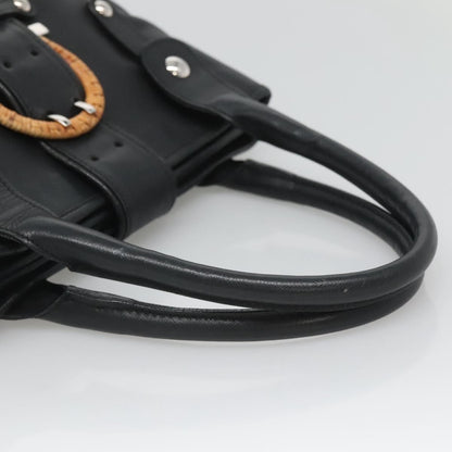 Salvatore Ferragamo Gancini handbag Leather, BLACK, LEATHER, Handbag