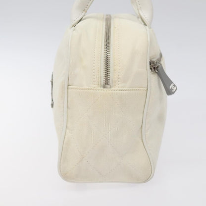 Chanel Vintage Logo Bowler Bag Quilted Canvas, WHITE, CANVAS, Handbag