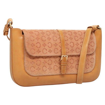 Celine Vintage Macadam Shoulder Bag Canvas and Leather, PINK, CANVAS, Shoulder bag