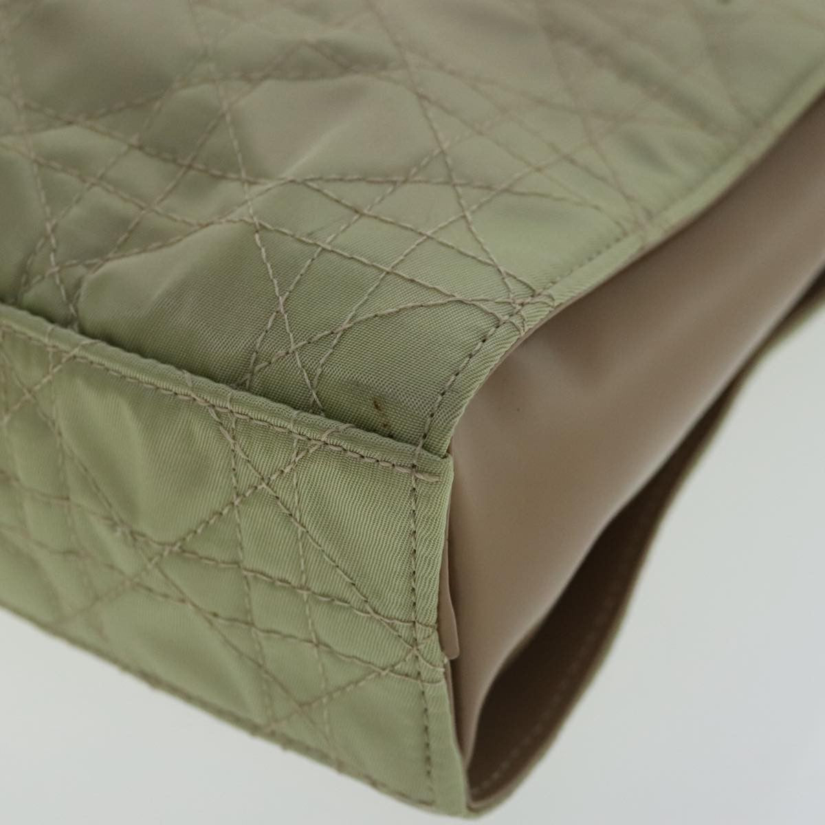 Christian Dior Vintage Tote Cannage Quilt Nylon, BEIGE, NYLON, Tote bag