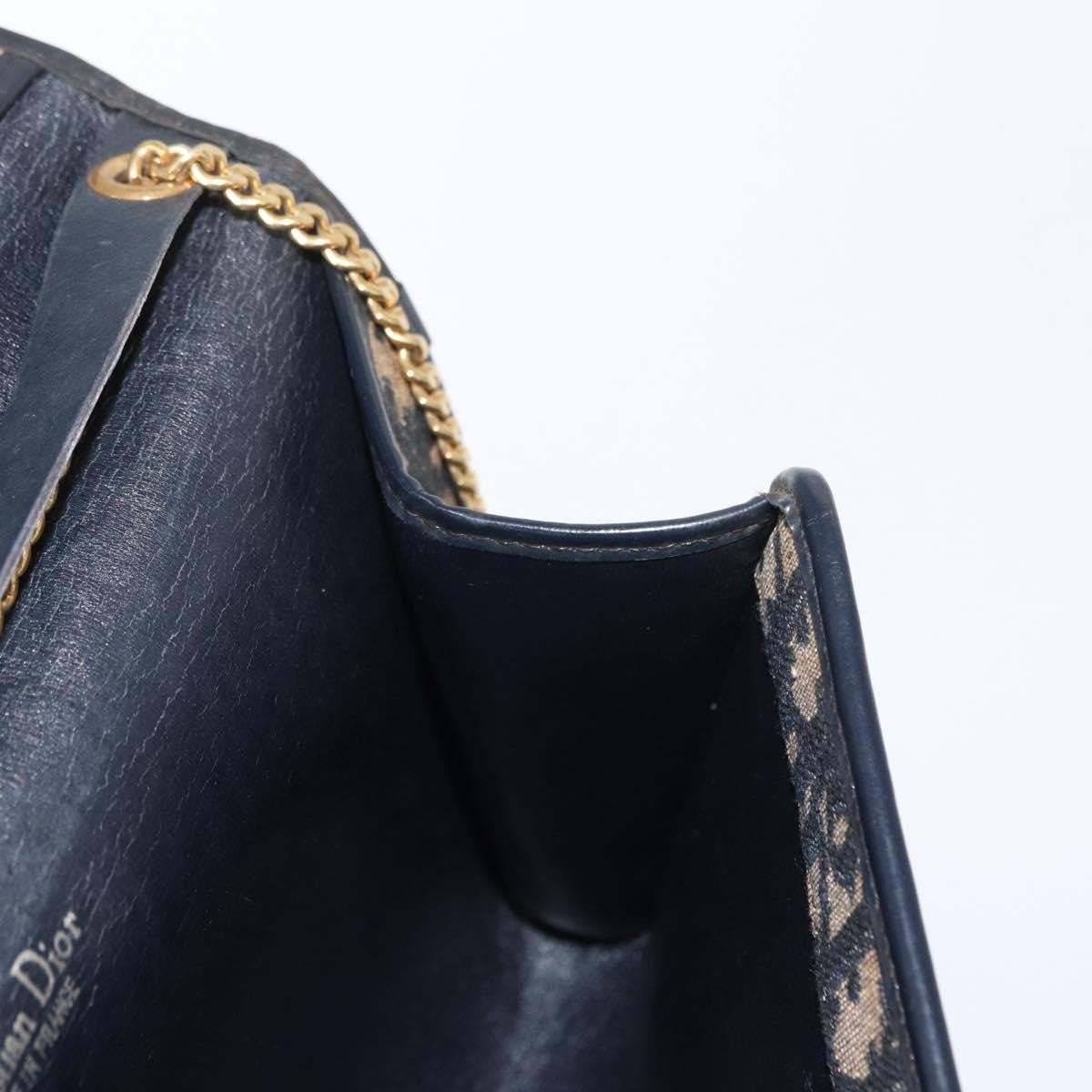 Christian Dior Vintage CD Chain Flap Shoulder Bag Diorissimo Canvas, NAVY, CANVAS, Shoulder bag