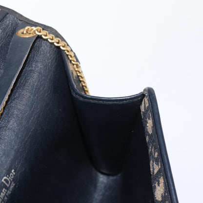 Christian Dior Vintage CD Chain Flap Shoulder Bag Diorissimo Canvas, NAVY, CANVAS, Shoulder bag