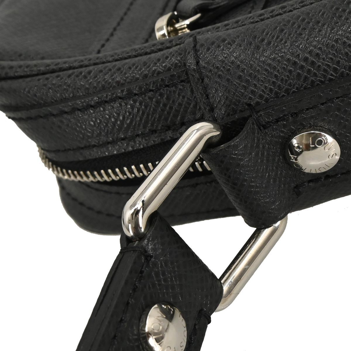 Louis Vuitton Dimitri Messenger Bag Taiga Leather, BLACK, LEATHER, Shoulder bag