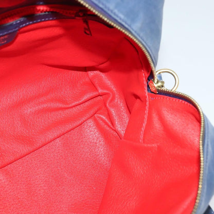 Celine Circle Logo Handbag Leather, BLUE, LEATHER, Handbag