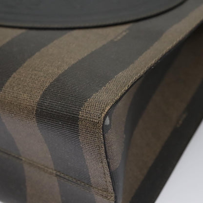 Fendi Vintage Logo Stamp Tote Pequin Coated Canvas, BROWN, CANVAS, Tote bag