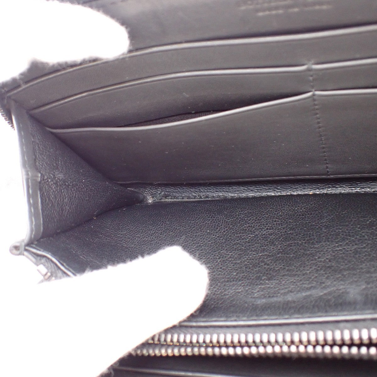Bottega Veneta Intrecciato Long Zip  Wallet Leather, Black, Leather, Wallet