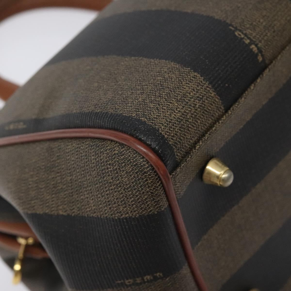 Fendi Vintage Pequin Boston Bag Coated Canvas, BROWN, CANVAS, Handbag