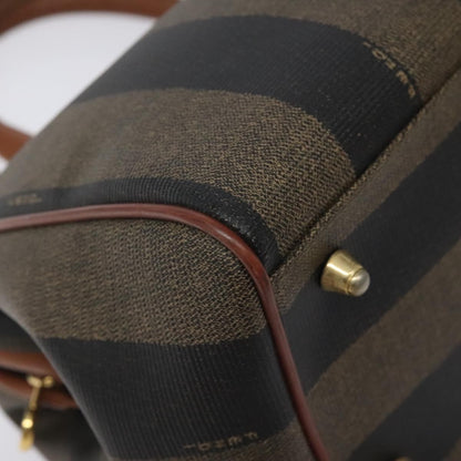 Fendi Vintage Pequin Boston Bag Coated Canvas, BROWN, CANVAS, Handbag