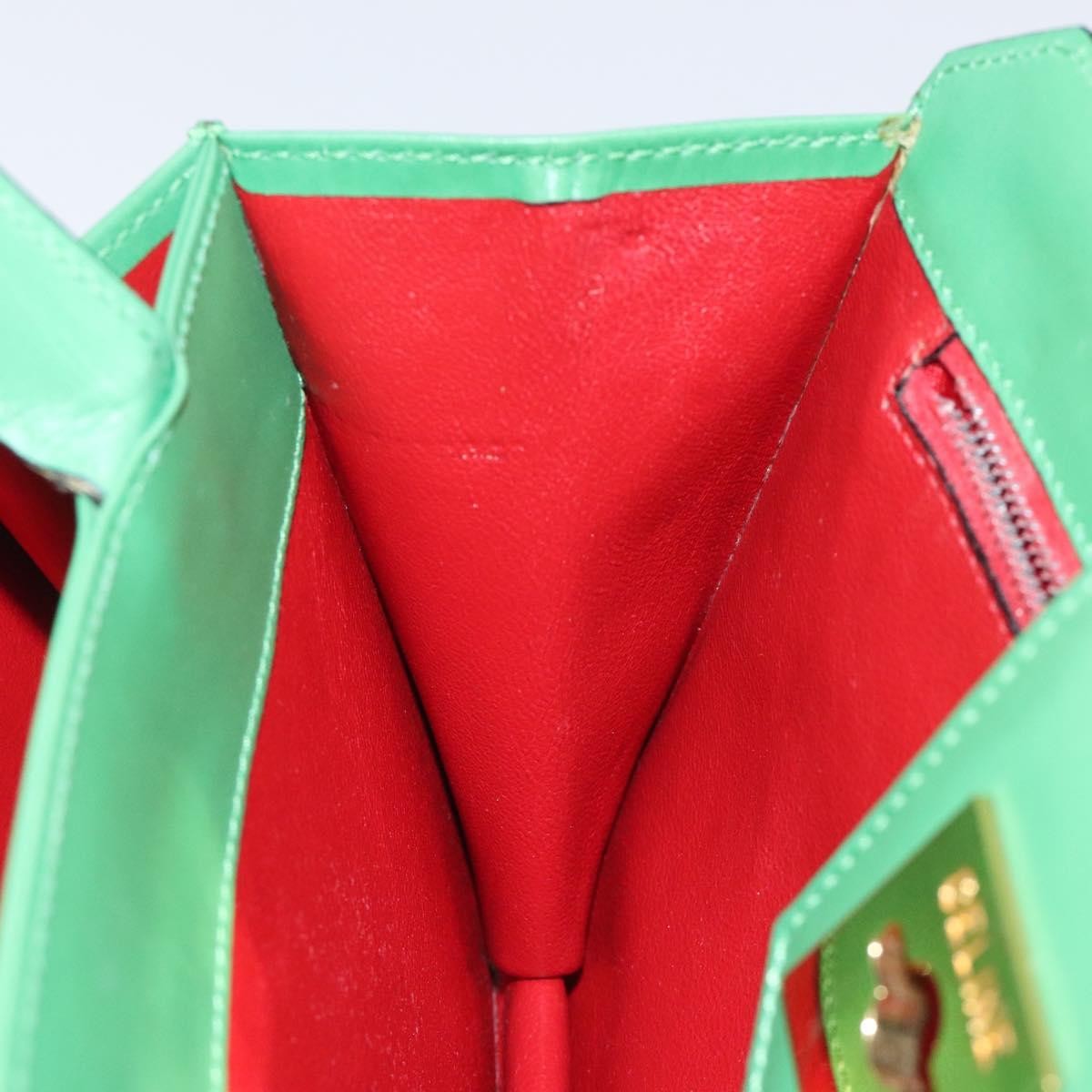 Celine Handbag Leather, GREEN, LEATHER, Handbag