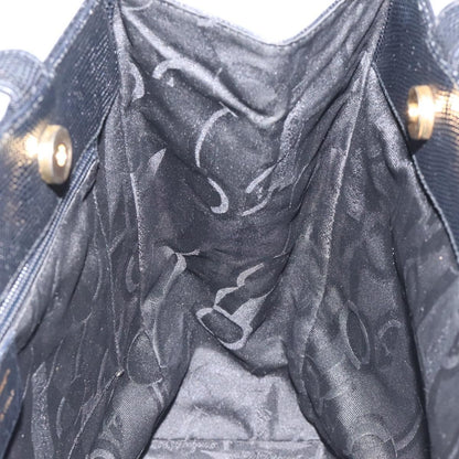 Salvatore Ferragamo Vintage Vara Bow Tote Lizard Embossed Leather, BLACK, LEATHER, Tote bag