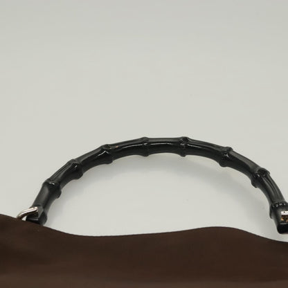 Gucci Vintage Bamboo Handle Tote Nylon, BROWN, NYLON, Tote bag