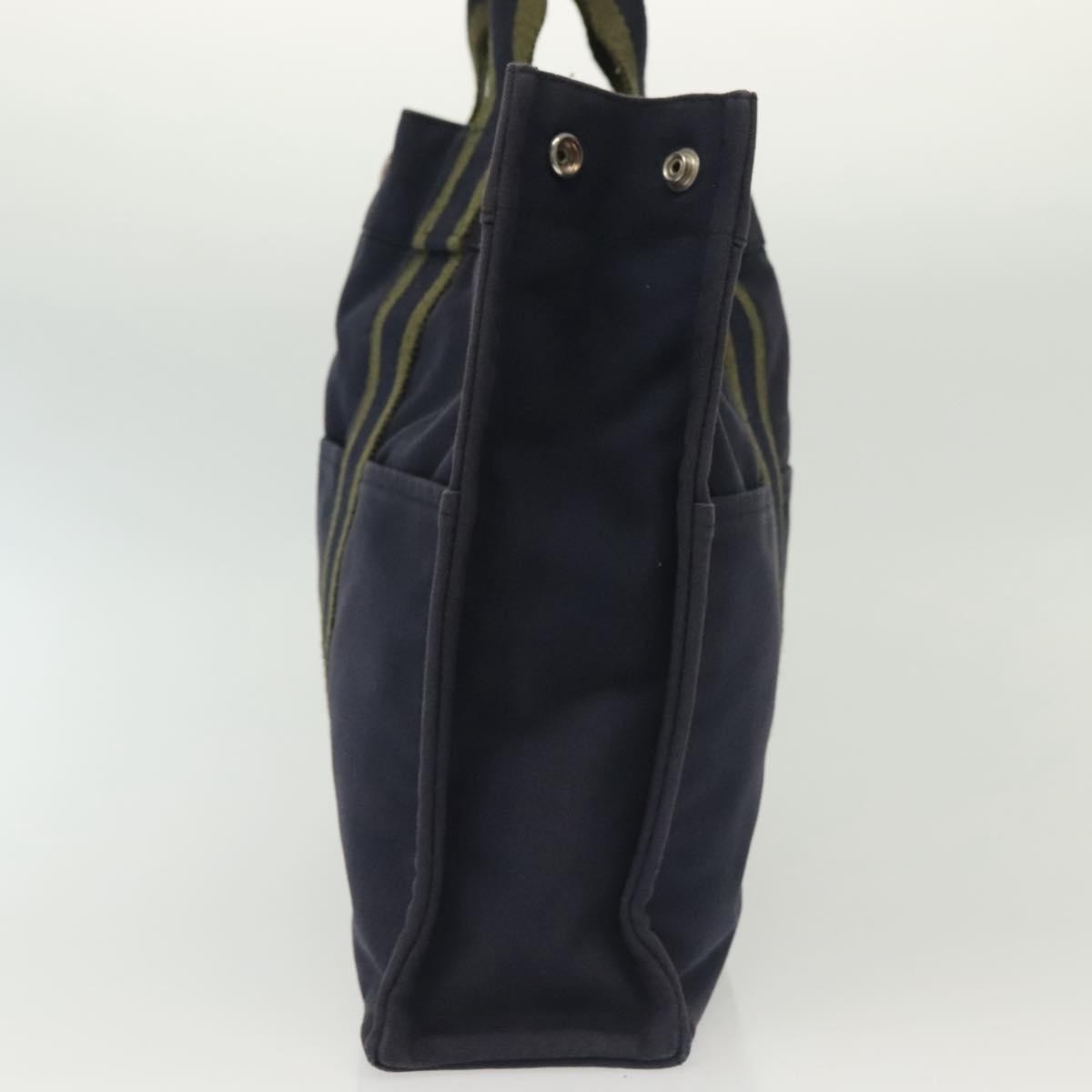 Hermes Fourre Tout Tote Toile, NAVY, CANVAS, Tote bag