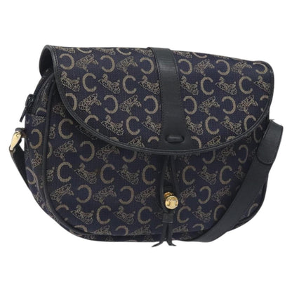 Celine C Sulky Shoulder bag Canvas and Leather, NAVY, CANVAS, Shoulder bag