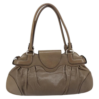 Salvatore Ferragamo Gancini handbag Leather, BROWN, LEATHER, Handbag