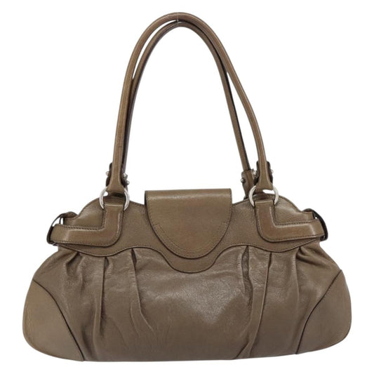 Salvatore Ferragamo Gancini handbag Leather, BROWN, LEATHER, Handbag