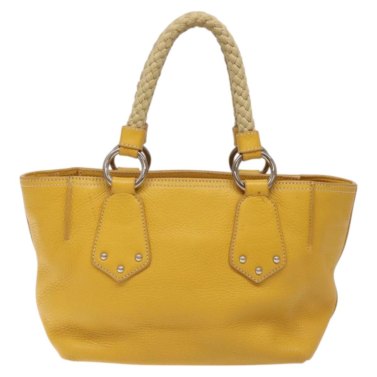 Prada Vintage Handbag Leather, YELLOW, LEATHER, Handbag