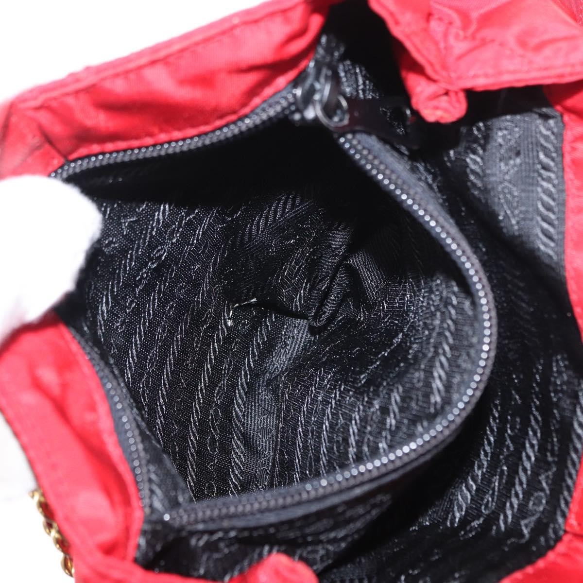 Prada Chain Shoulder Bag Quilted Tessuto, RED, NYLON, Shoulder bag