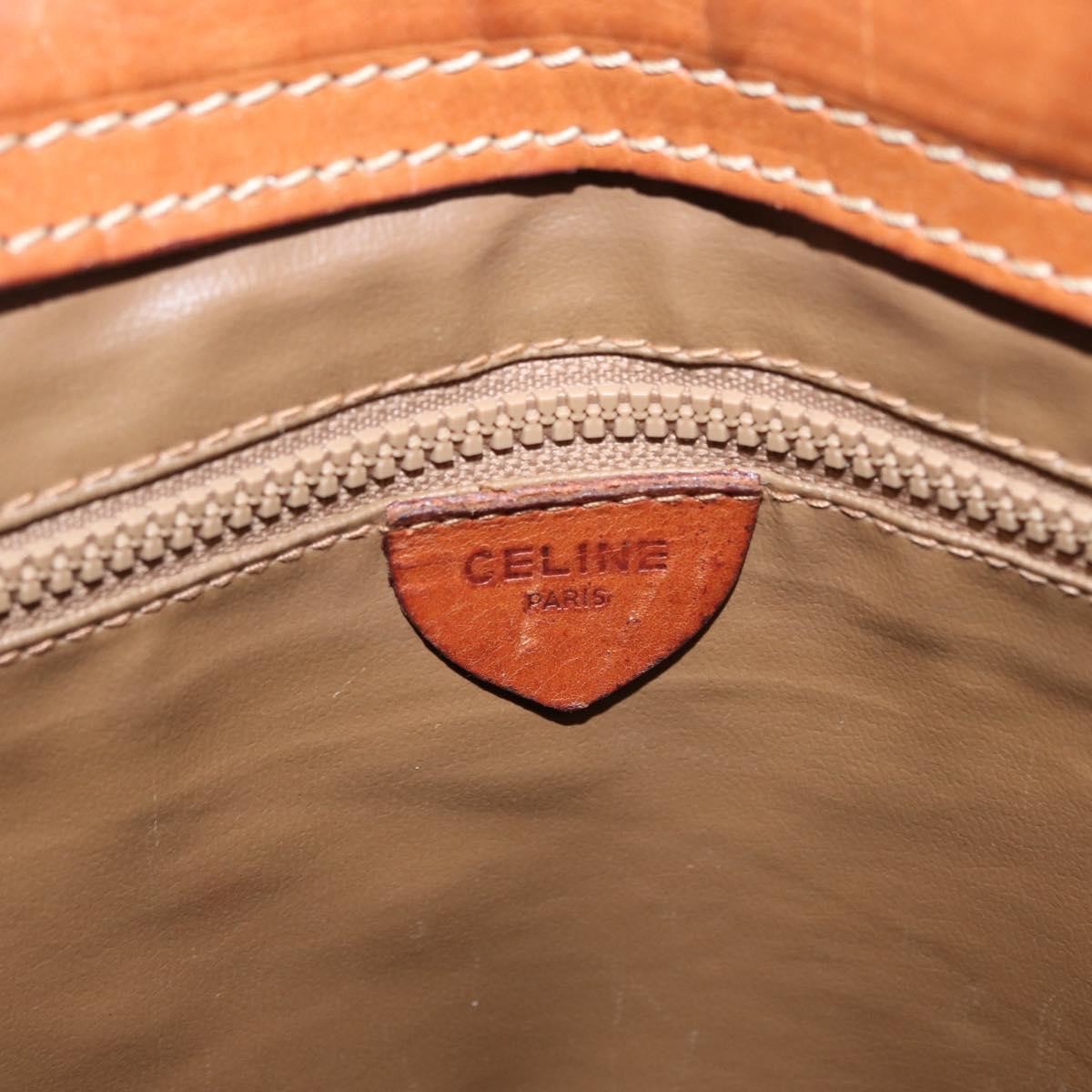 Celine Vintage Macadam Handbag Canvas and Leather, BROWN, CANVAS, Handbag