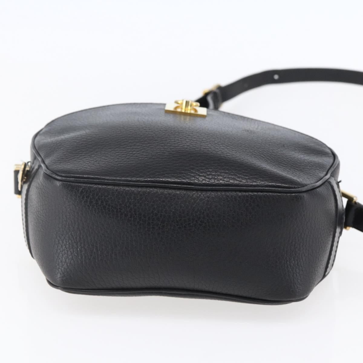 Celine Vintage Triomphe Shoulder Bag Leather, BLACK, LEATHER, Shoulder bag