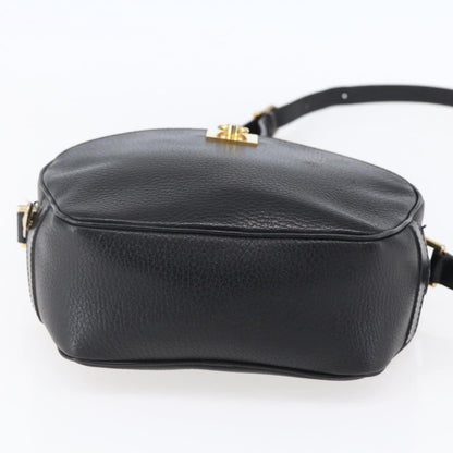 Celine Vintage Triomphe Shoulder Bag Leather, BLACK, LEATHER, Shoulder bag