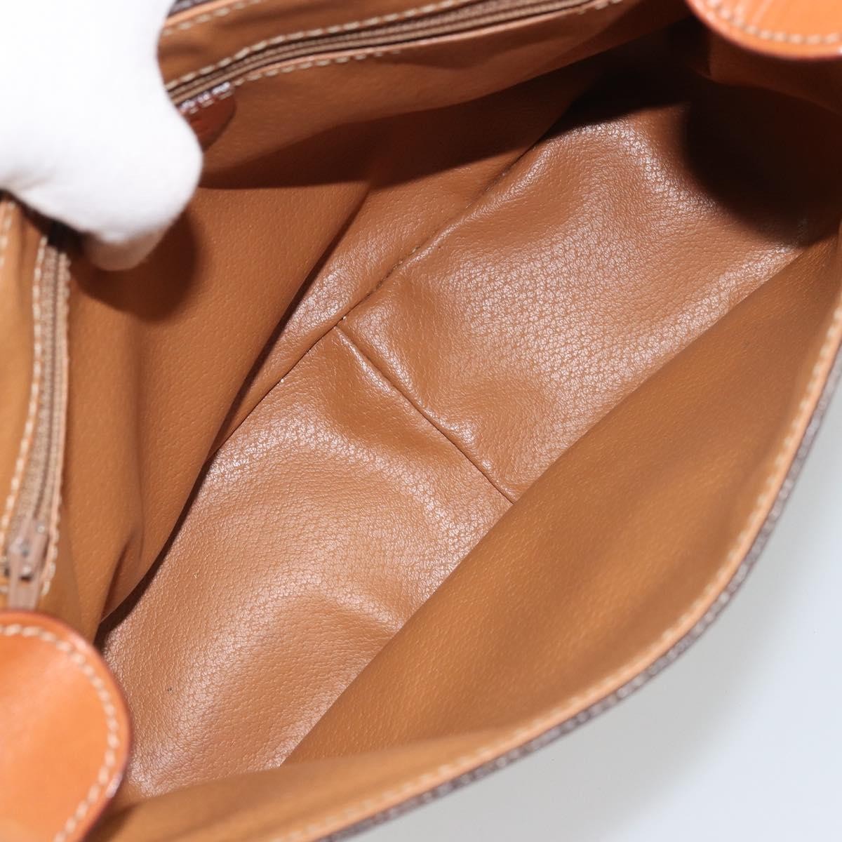 Celine Vintage Macadam Shoulder Bag Canvas and Leather, Brown, Canvas, Shoulder Bag