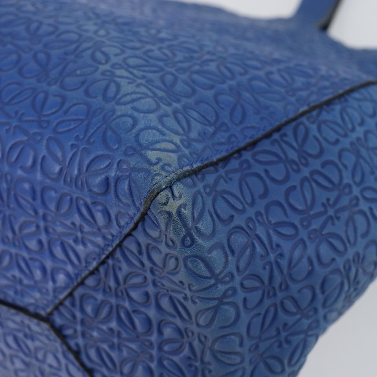 Loewe Vintage Anagram Tote Leather, BLUE, LEATHER, Tote bag