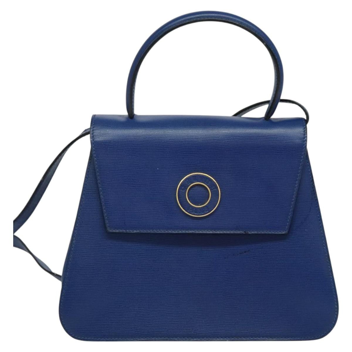 Celine Vintage Circle Logo Crossbody Bag Leather, BLUE, LEATHER, Crossbody bag