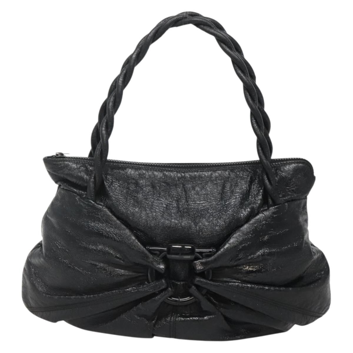 Salvatore Ferragamo Gancini Shoulder Bag Leather, BLACK, LEATHER, Shoulder bag