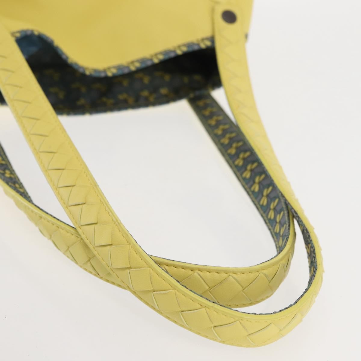 Bottega Veneta A-Shape Tote Leather with Intrecciato Detail, YELLOW, LEATHER, Shoulder bag