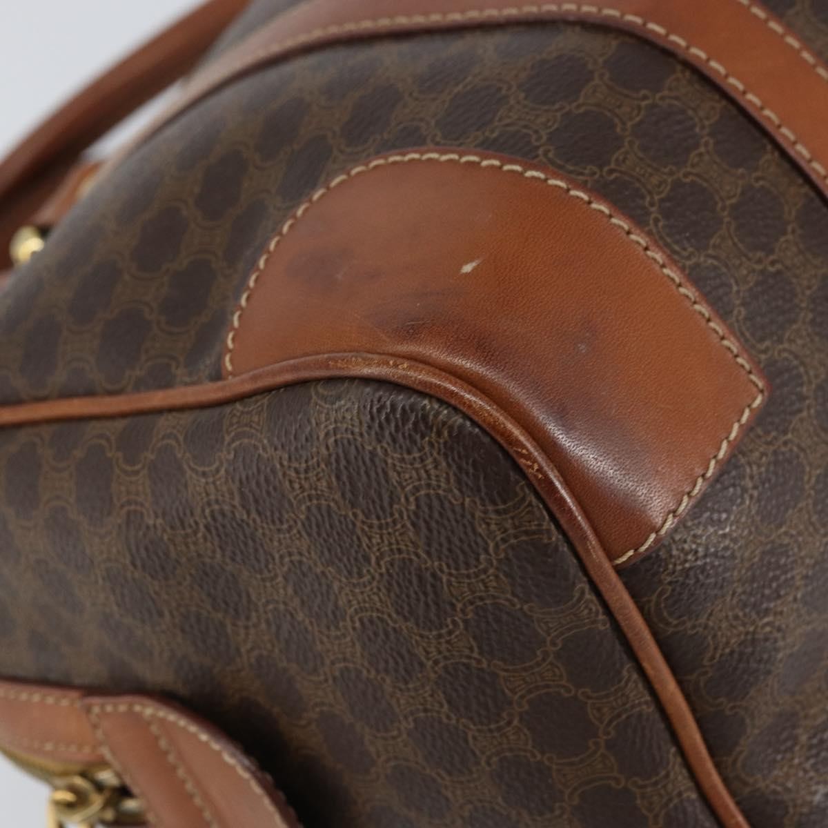 Celine Vintage Macadam Boston bag Canvas, BROWN, CANVAS, Handbag