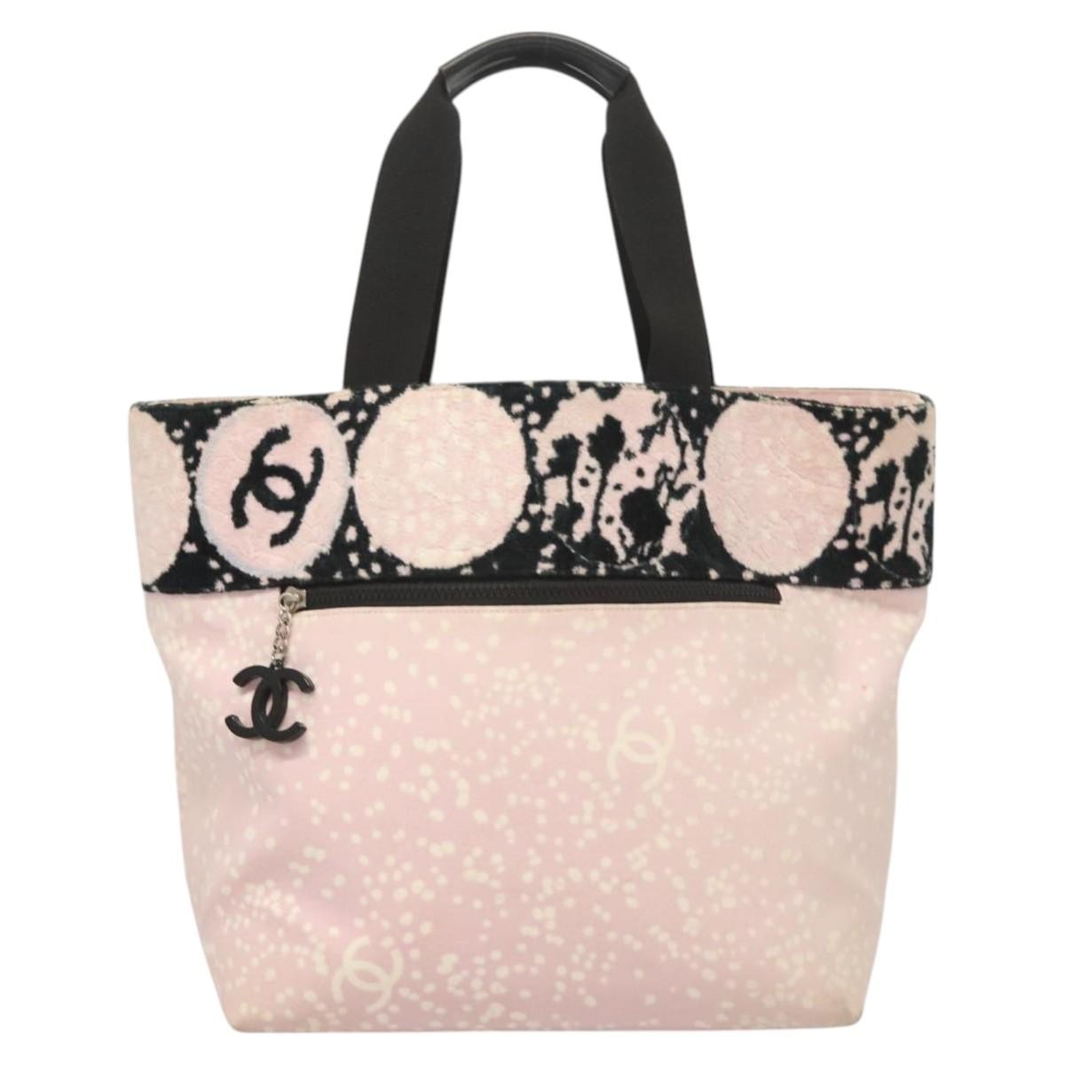 Chanel Biarritz Tote Quilted Canvas, PINK, CANVAS, Tote bag