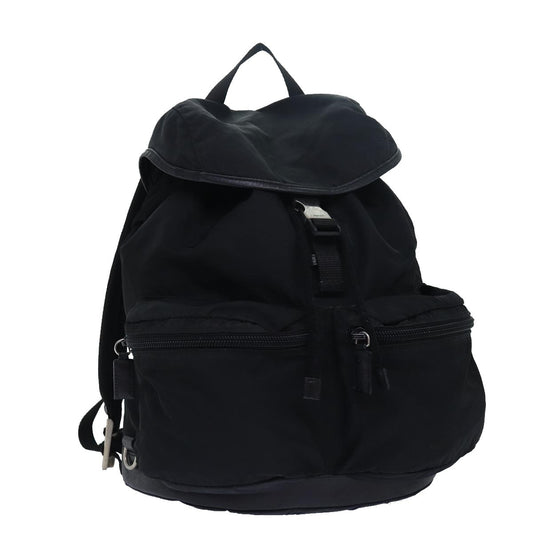 Prada Double Front Pocket Backpack Tessuto, BLACK, NYLON, Backpack