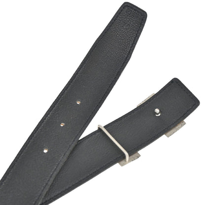 Hermes Constance Reversible Belt Leather, BLACK, LEATHER, Belts