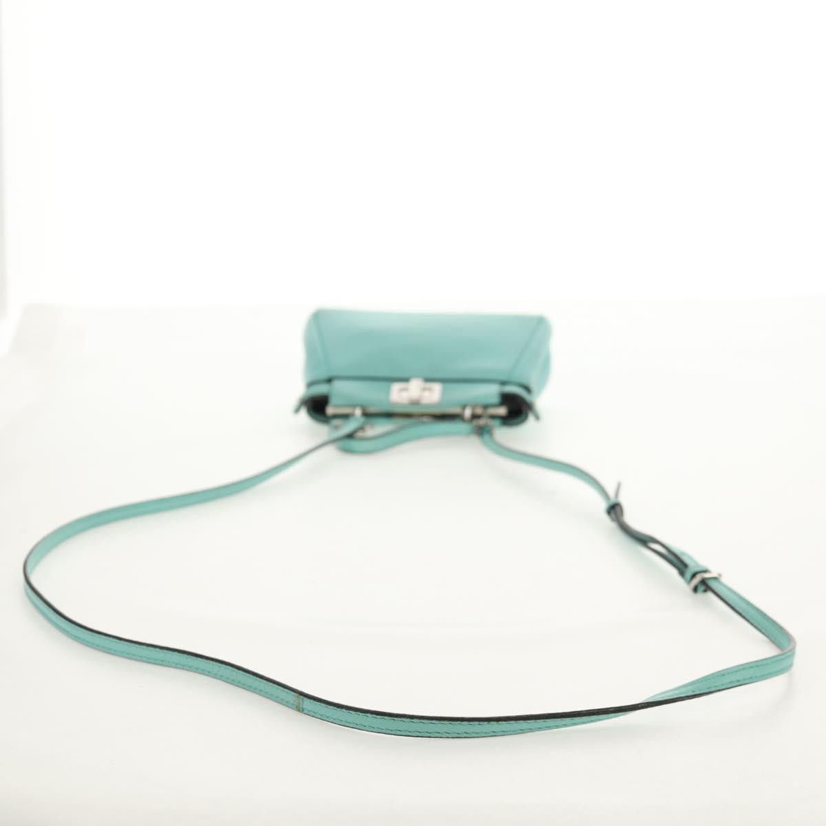 Fendi Peekaboo Bag Leather, TURQUOISE, LEATHER, Handbag