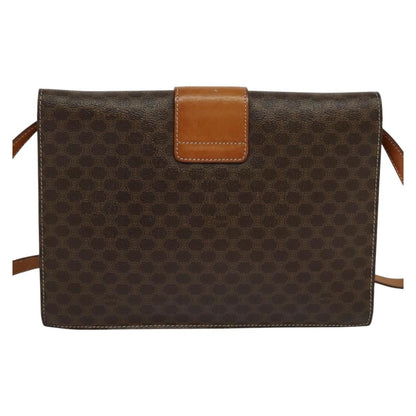 Celine Vintage Macadam Shoulder Bag Canvas and Leather, BROWN, CANVAS, Shoulder bag