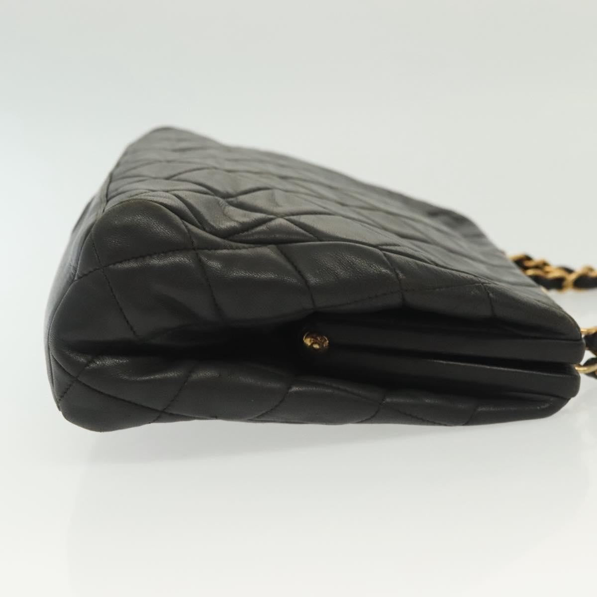 Chanel Vintage Chain Frame Bag Quilted Lambskin, BLACK, LEATHER, Shoulder bag