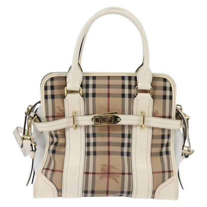 Burberry Minford Satchel Haymarket Coated Canvas, BEIGE, CANVAS, Tote bag