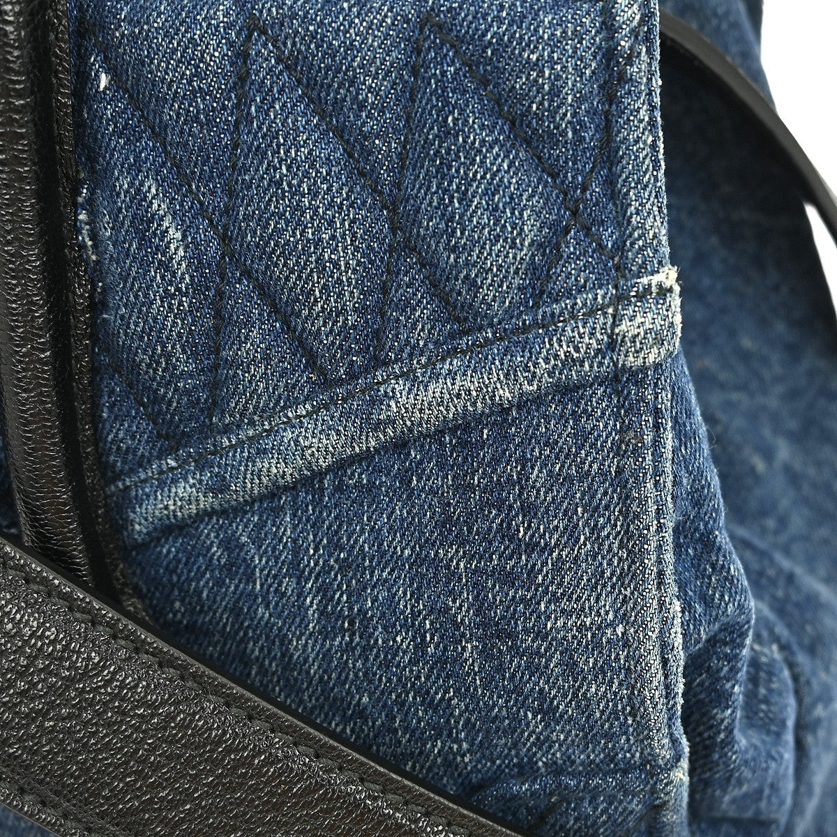 Miu Miu Biker Convertible Tote Denim with Leather, BLUE, DENIM_JEANS, Tote bag