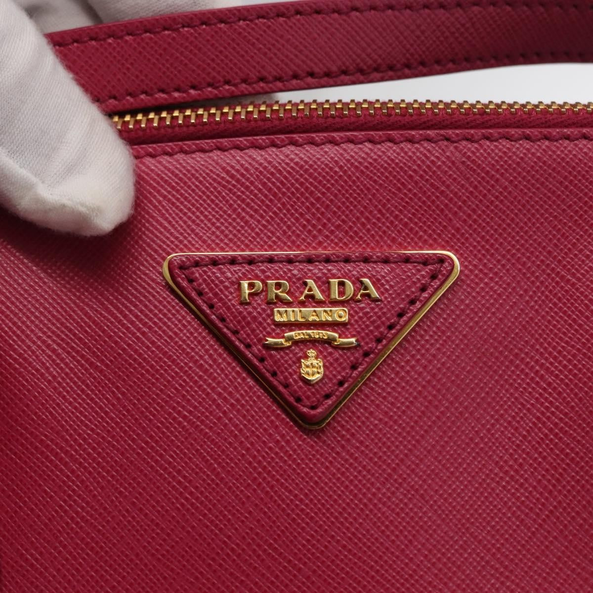 Prada Double Zip Lux Tote Saffiano Leather, PINK, LEATHER, Handbag