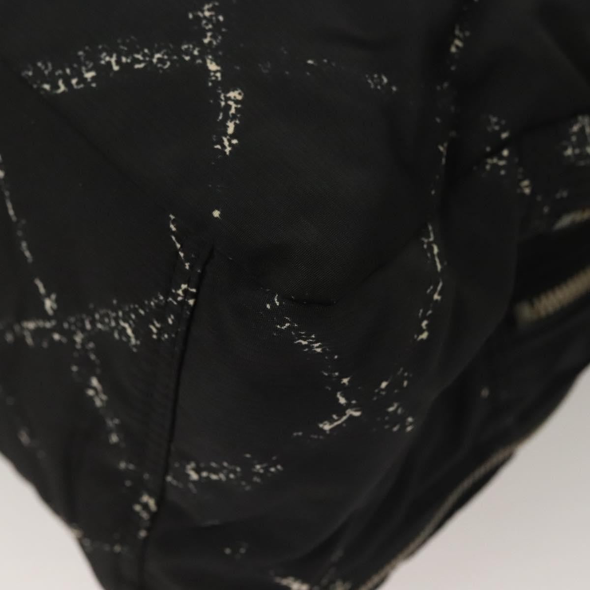 Chanel Travel Line Boston Bag Printed Nylon, BLACK, NYLON, Travel bag