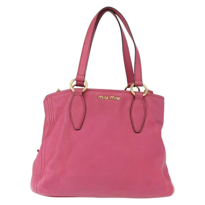 Miu Miu Phenix Convertible Tote Leather, PINK, LEATHER, Tote bag